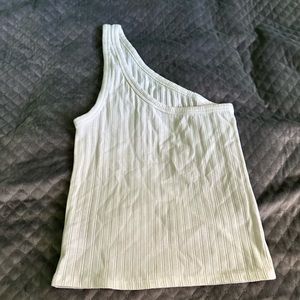 One shoulder white tank top